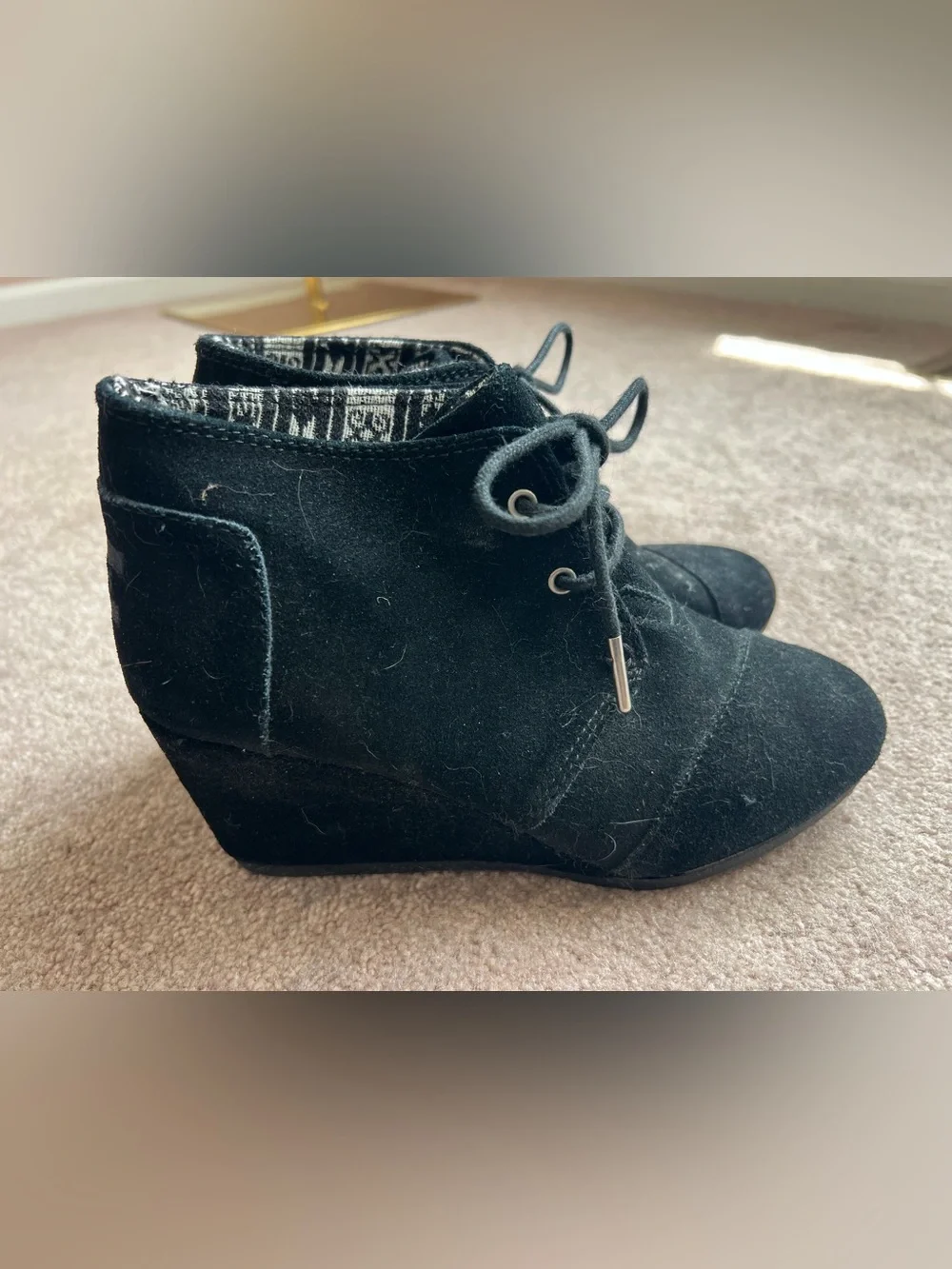 Black Suede Wedge Ankle Booties